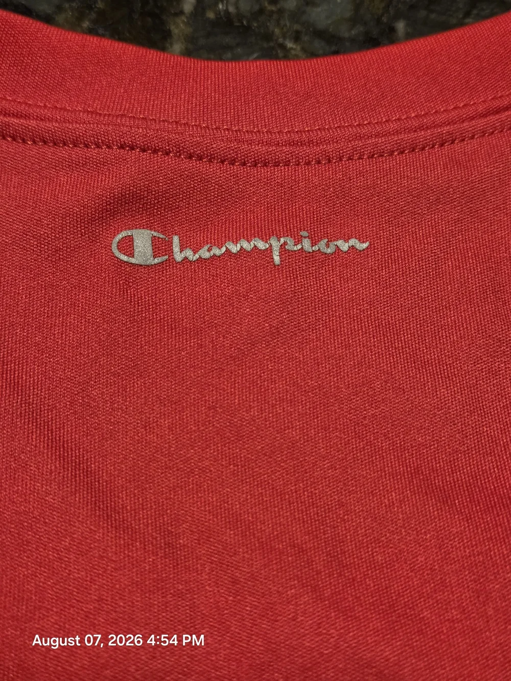 Champion Red Short Sleeve Tee with Heart Graphic